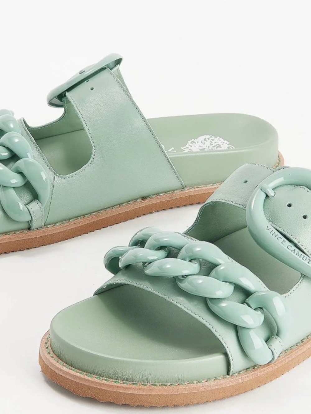 Vince Camuto Green Chain Link Slide kennedy sandal